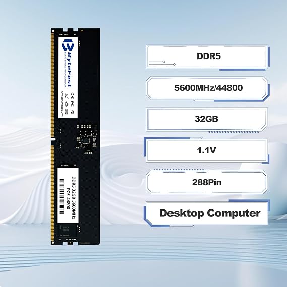 DDR5 RAM 64GB (2x32GB) 6000MHz UDIMM PC5-48000 CL46 XMP 3.0 1.35V 288 Pin Compatible Desktop Computer Upgrade Memory Module RAM