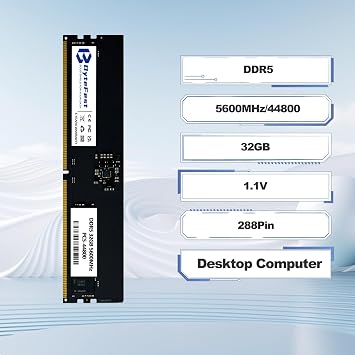 DDR5 RAM 64GB (2x32GB) 6000MHz UDIMM PC5-48000 CL46 XMP 3.0 1.35V 288 Pin Compatible Desktop Computer Upgrade Memory Module RAM