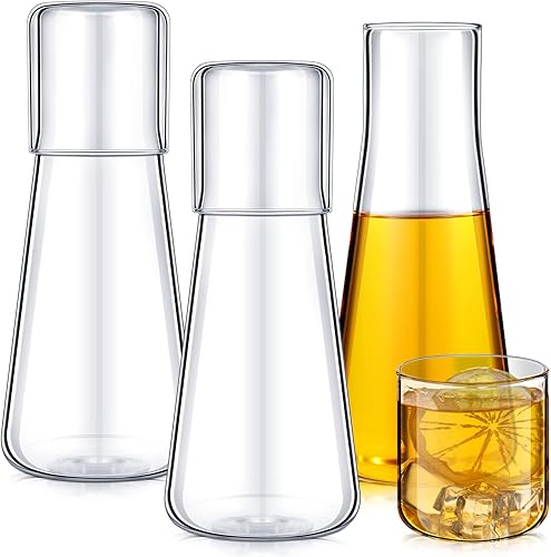 Jarra de agua de noche de 28.7 fl oz con juego de vidrio, jarra de agua de noche transparente con taza, mesita de noche, decantador de enjuague