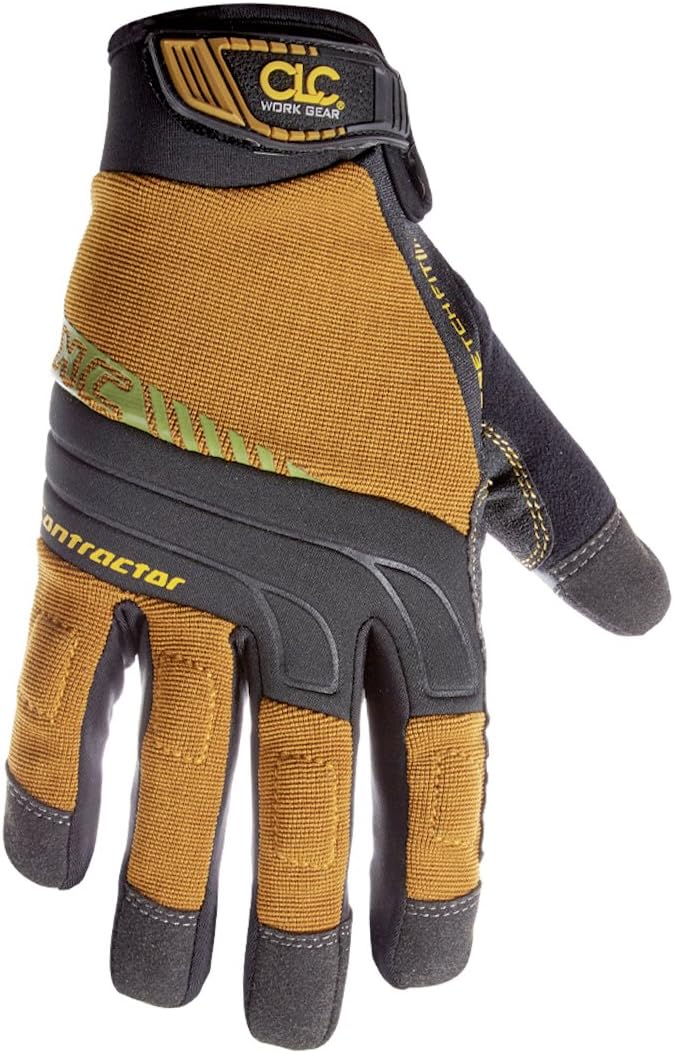 Custom Leathercraft160M Contractor XtraCoverage Flex Grip Work Gloves, Medium , Black