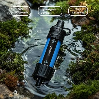 Puribag Micro Membrane Filter Straw: Mini Water Filter System - an Ultra-Light Emergency Portable Water Filter That Provides Safe Drinking Water for Hiking, Backpacking, Camping or Emergency Prepping