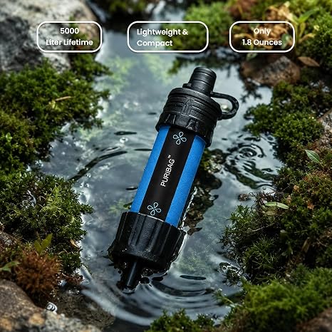 Puribag Micro Membrane Filter Straw: Mini Water Filter System - an Ultra-Light Emergency Portable Water Filter That Provides Safe Drinking Water for Hiking, Backpacking, Camping or Emergency Prepping