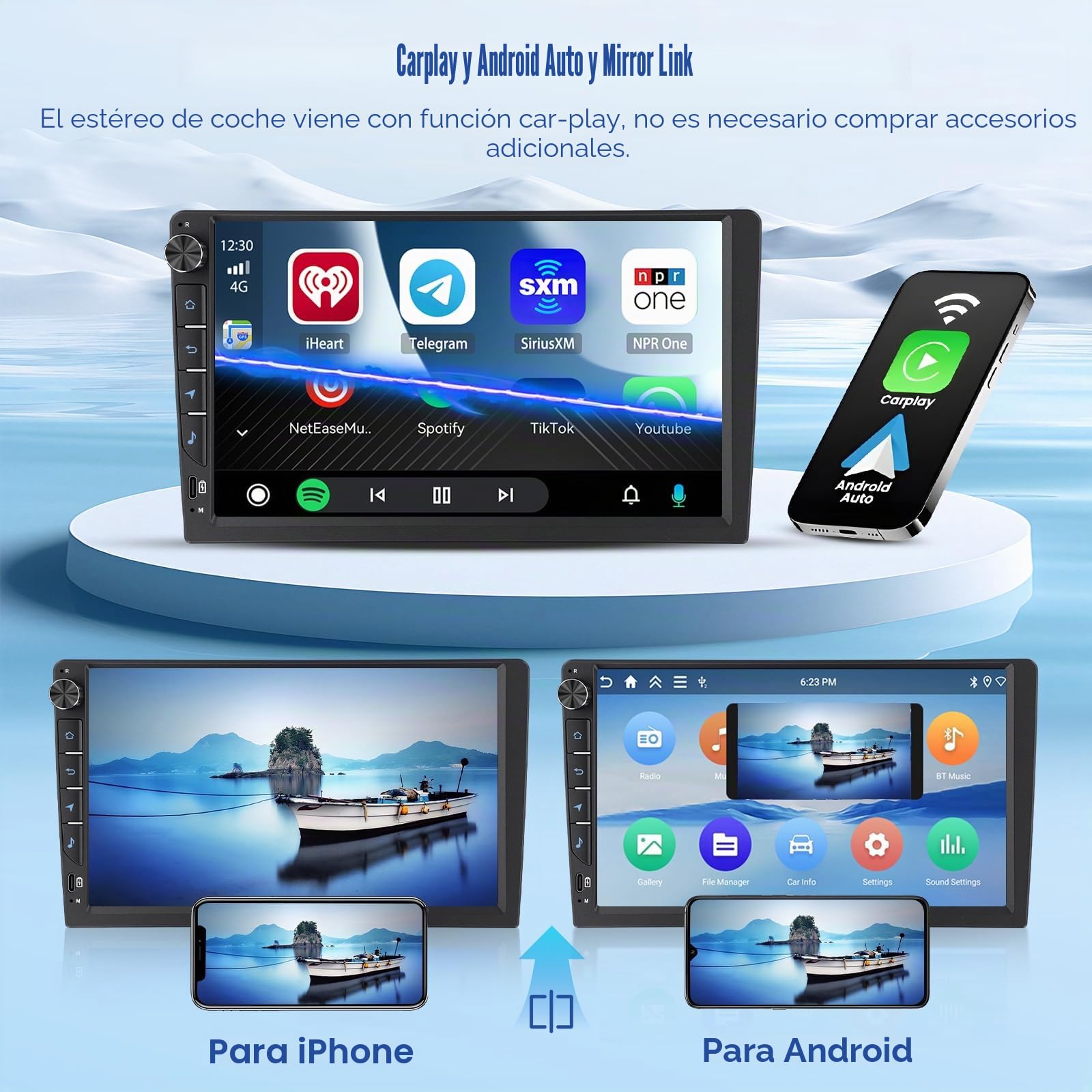 [4G+64G] Inefala Android 15 Radio Coche para Seat Leon MK2 2005-2012 con Wireless Carplay Android Auto, 9" Pantalla Autoradio con GPS WiFi RDS/FM Bluetooth EQ SWC Cámara Trasera Mic