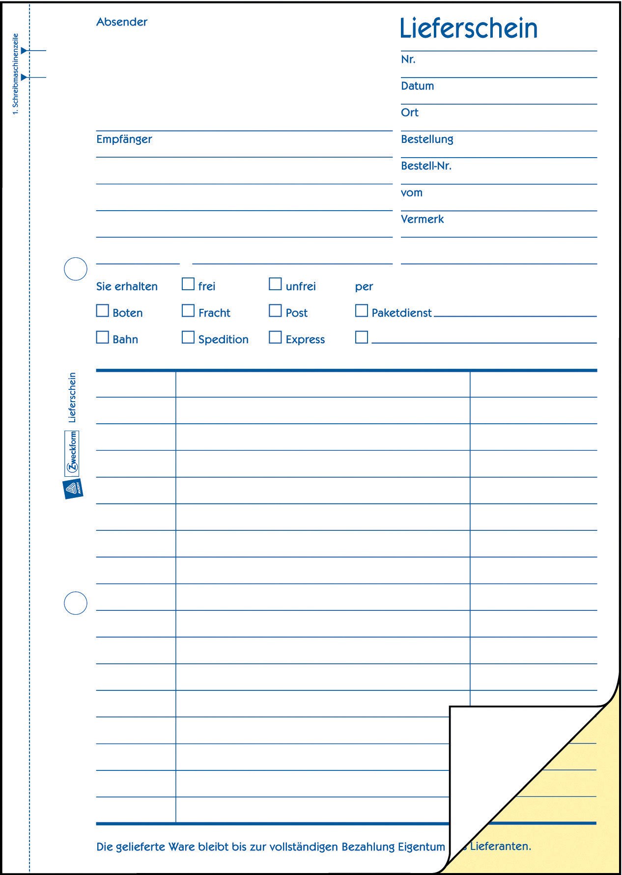 Avery Zweckform 1720-5 Delivery Note, formato A5, 2 x 40 fogli