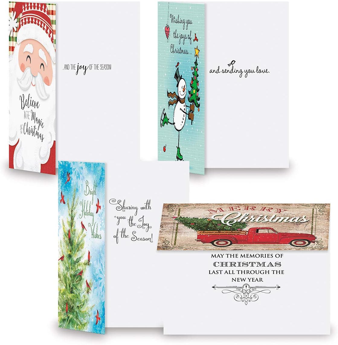 Current Classic Christmas Card Assortments - Holiday Greeting Cards, Set of 32, Large 5" x 7", Sentiments Inside, Envelopes Included
