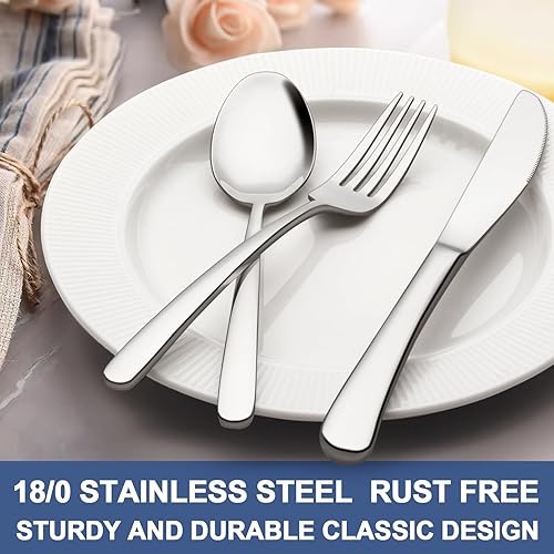 Miniatura 4 de Wildone - Juego de cubiertos de 60 piezas para 12, juego de cubiertos de acero inoxidable de alta calidad, juego de cubiertos de alta resistencia