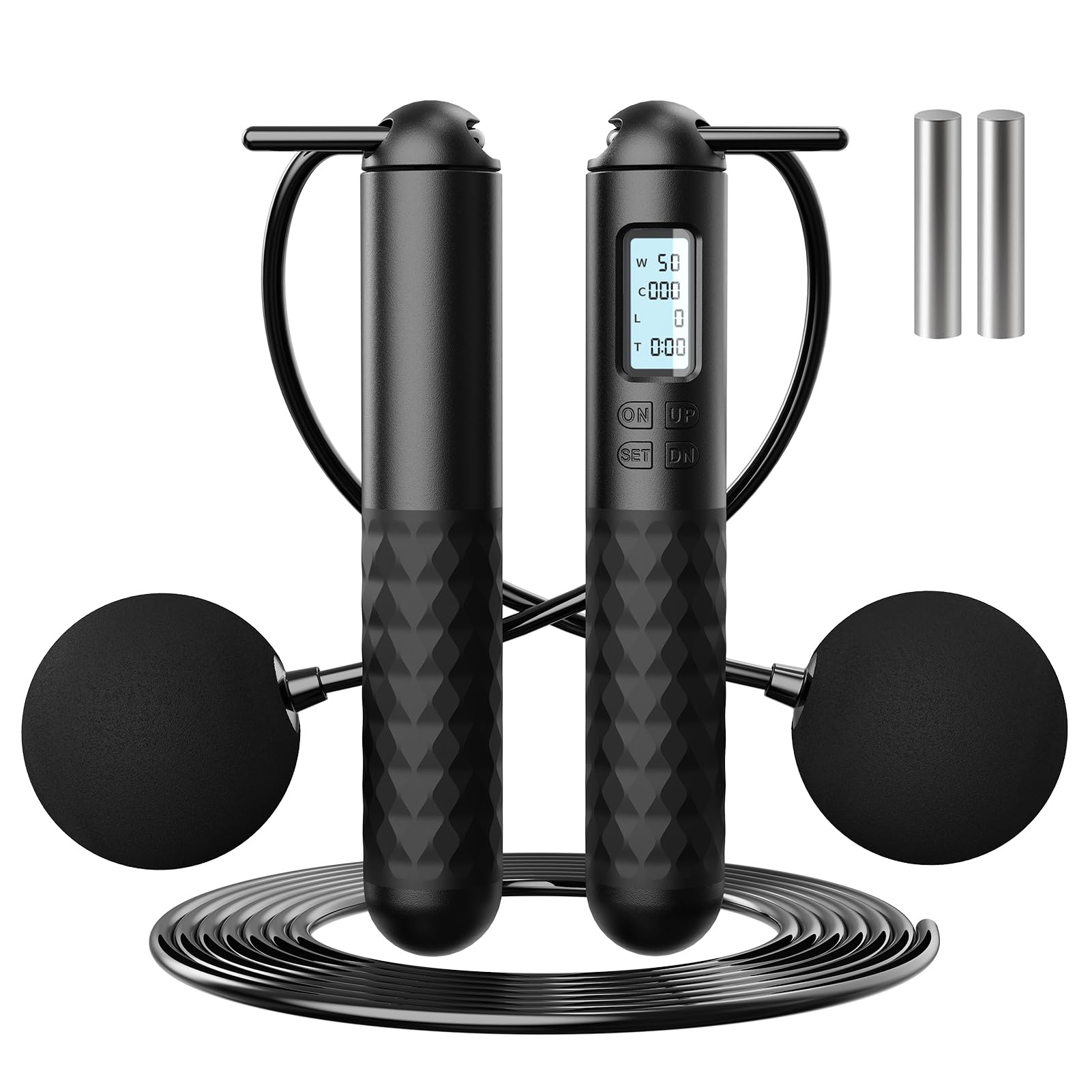 Ropeless Skipping Rope, Cordless Skipping Ropes for Adults with Non-slip Handle, Adjustable Digital Jumping Rope, Weighted Jump Ropes for Exercise Fitness Gym Workout Equipment
