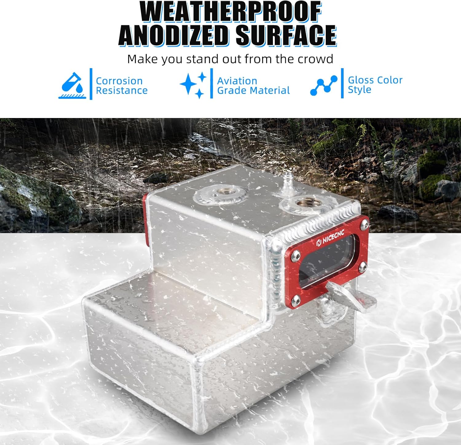 NICECNC Cooling Oil Tank Compatible with Yamaha Raptor 700 YFM700R 2014, Raptor 700R 2013 2015-2026, Raptor 700R SE 2017-2023, See Fitments, Red, Aluminum