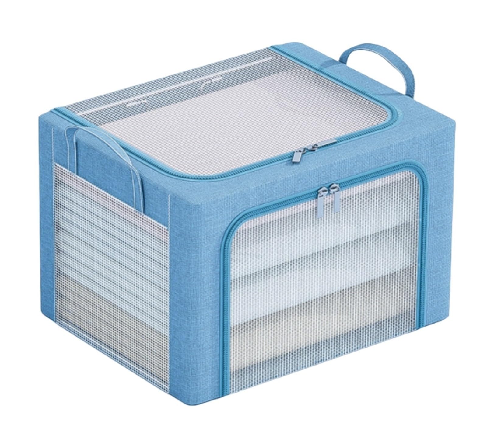 Bolsas Almacenaje Ropa La Caja De Almacenamiento Transparente Se Puede Plegar For Guardar Ropa Y Ropa De Cama. Organizador Armario para Edredones(Blue,60 * 45 * 40cm)