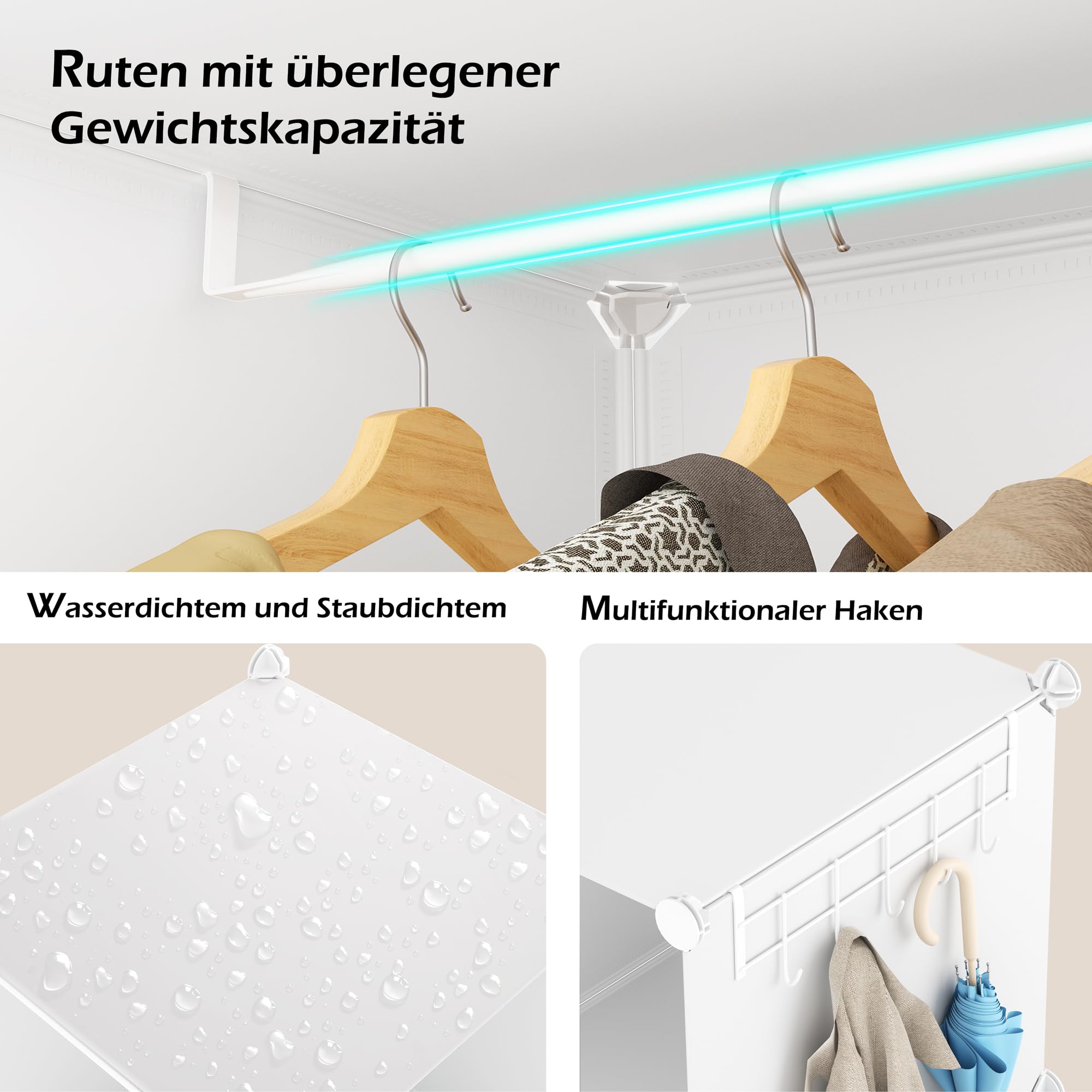 HOMIDEC Armario Modular, Guardarropa portátil de 24 Compartimentos para Dormitorio, Armario con Barra para Colgar Ropa, Compartimentos más Profundos Aptos para Perchas
