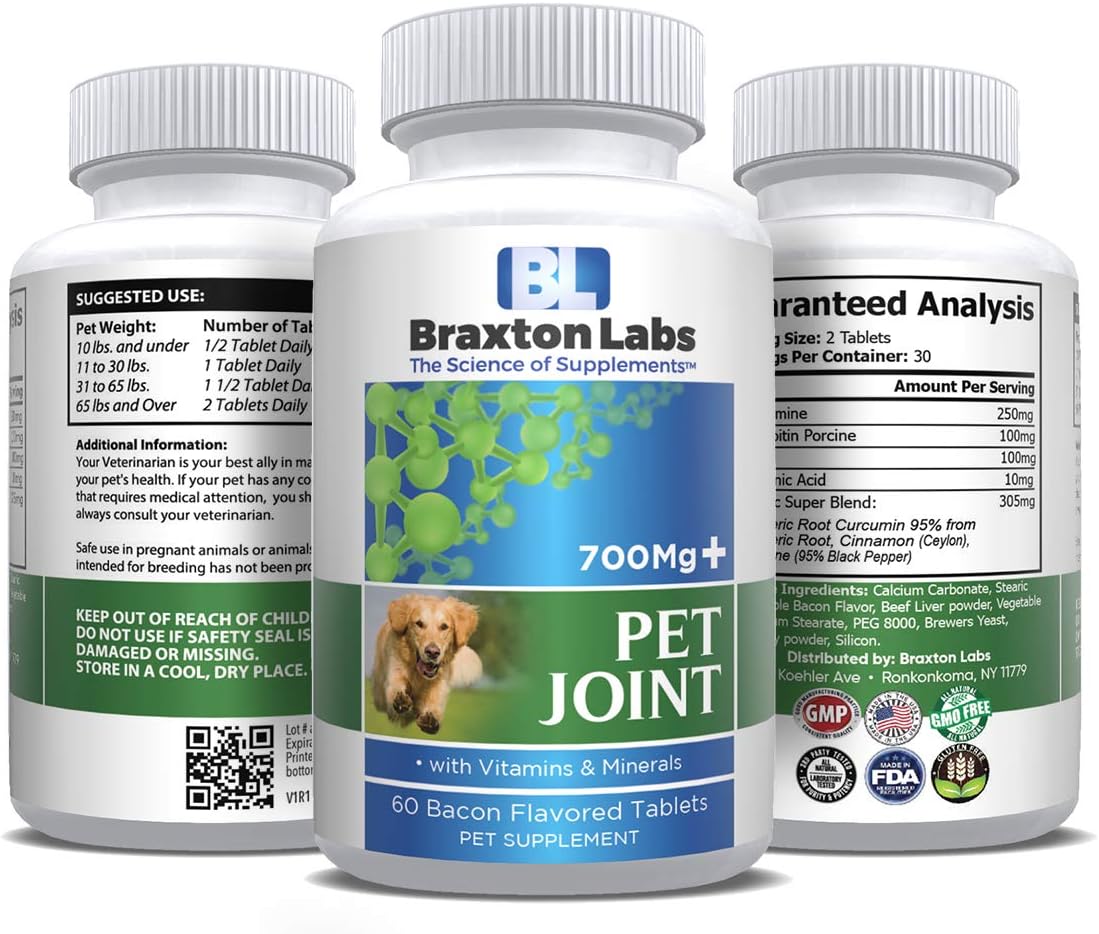 Braxton Labs Pet Joint 700Mg+ 60 Bacon Flavored Tablets