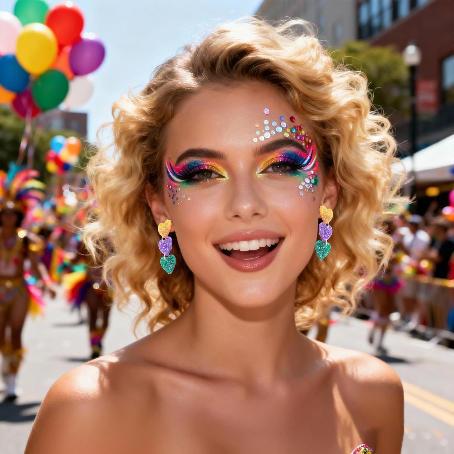 Acrylic Mardi Gras Earrings Sequin Fleur De Lis Letter Mask Crown Earrings for Women, Carnival Earrings for Fat Tuesday Celebration, Mardi Gras Parade Accessory Gifts - Image 5