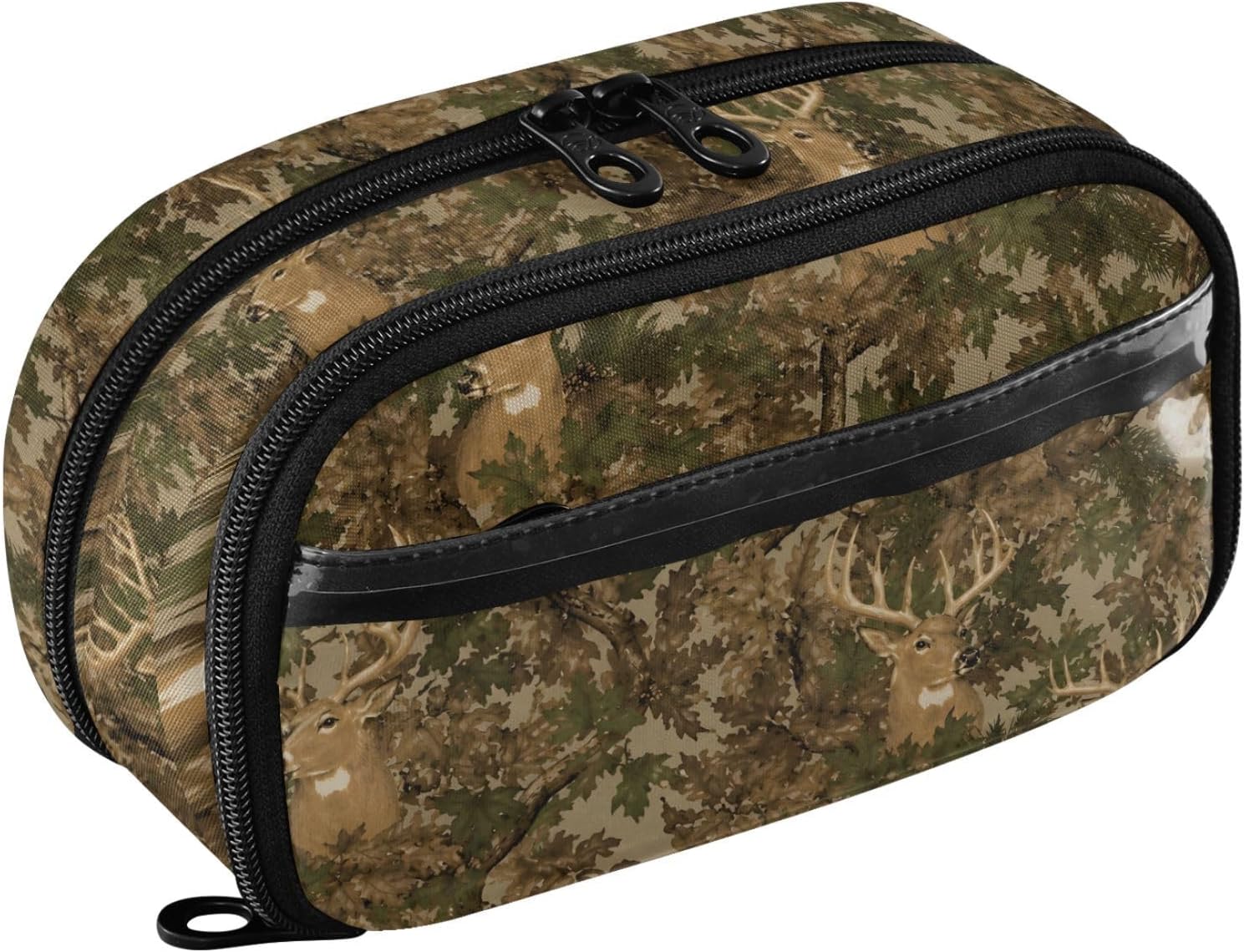 ALAZA Deer Pattern Large Capacity Pencil Case, Aesthetic Stationery Organizer Bag with Clear PVC Window, High Capacity Pen Pouch with Dividers for School Office Travel