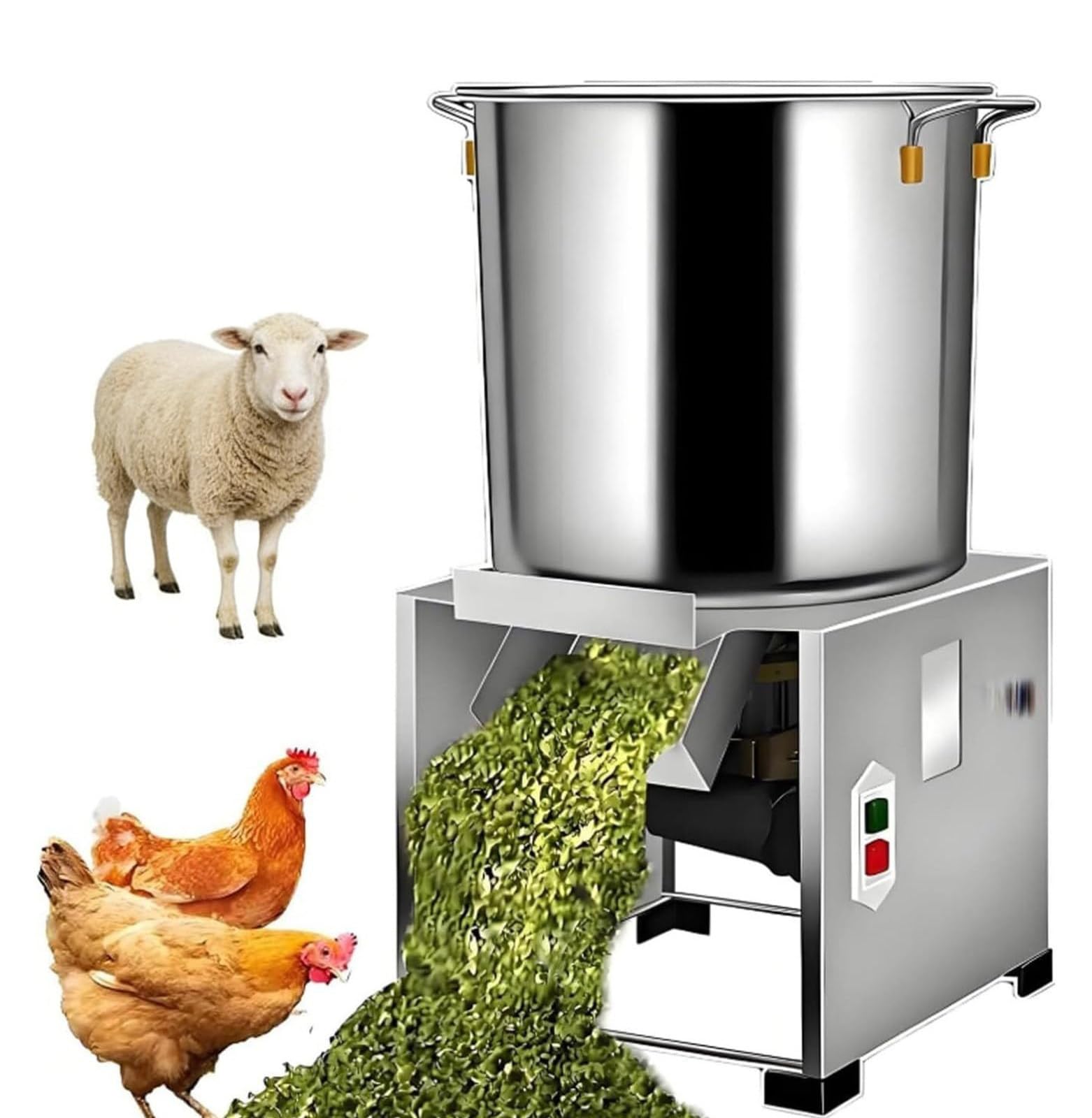 GSHSHOU Poultry Feed Processing Chopper, Grinder, Heavy Duty Stainless Steel Shredder Cutter with 4 Blades, High Output Efficiency, for Vegetables Grains, Peanut, Ginger, Garlic