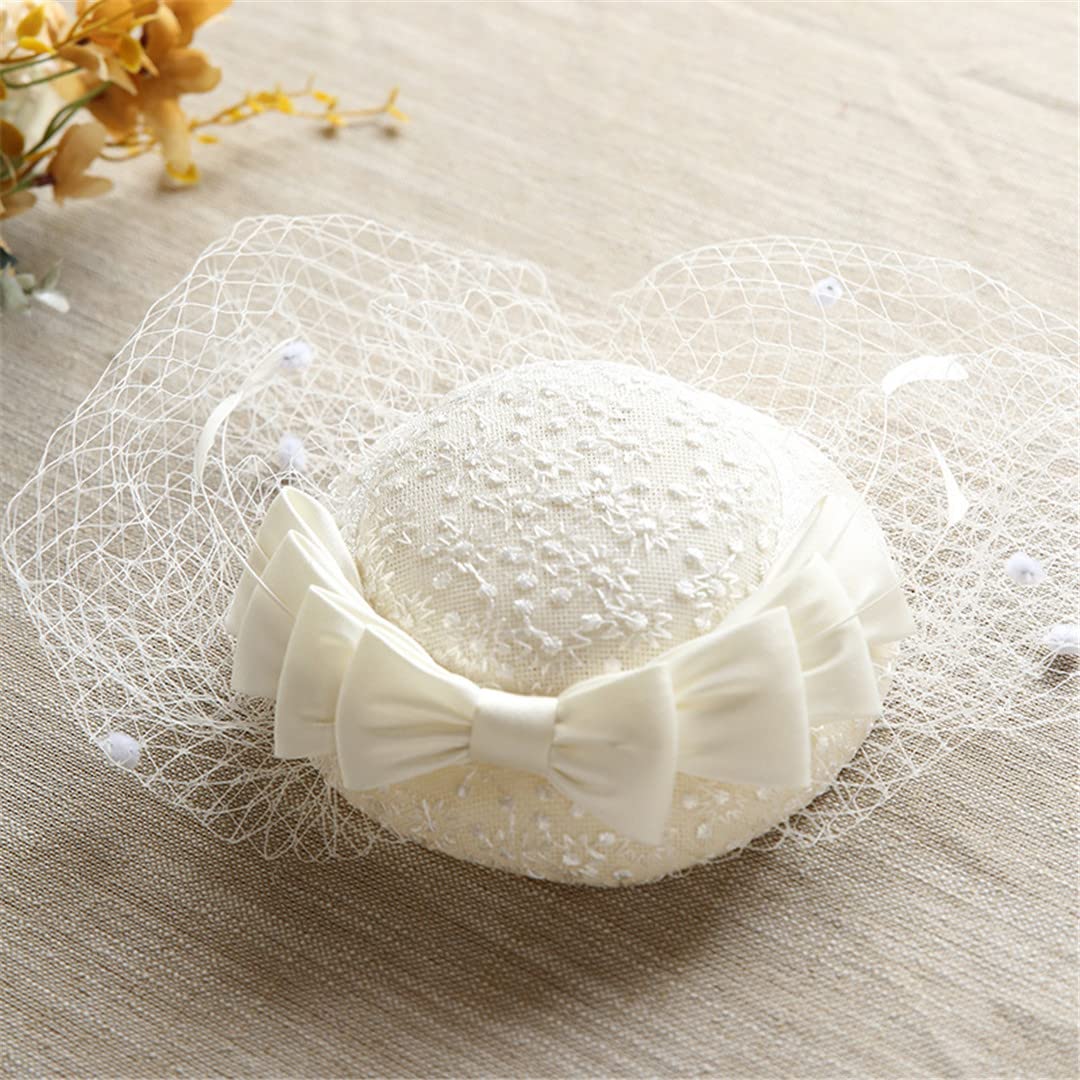 Lmtossey Mesdames Chic Diadème Cocktail Fête De Mariage Église Diadème Tiara Plume Cheveux Garniture Voile Charmant Chapeau