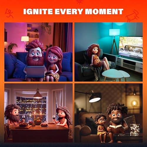 Miniatura 5 de Caveman Matter & WiFi - Bombilla LED inteligente A19, cambio de color RGBW, blanco cálido y frío sintonizable, 800 lm (equivalente a 60 W) - Alexa,