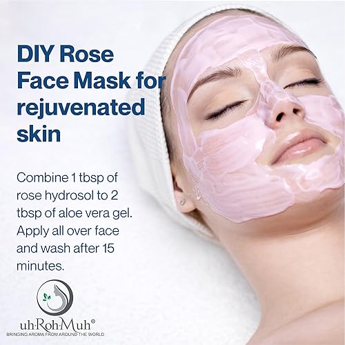 Miniatura 5 de uh*Roh*Muh Pure Rose Hydrosol - Spray de agua de rosas 100% natural y pura para rostro y cuerpo  Agua de rosas destilada para cabello y piel,