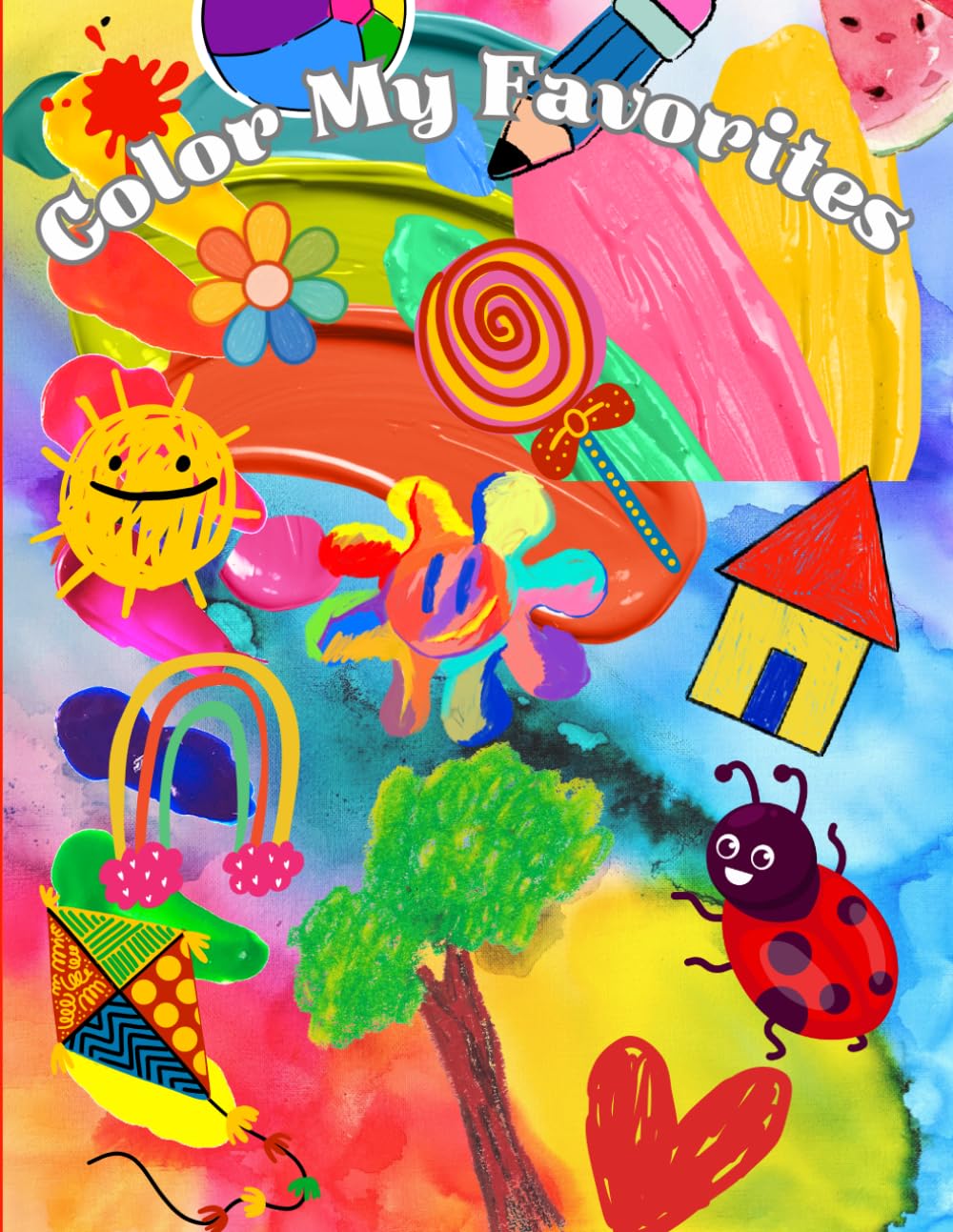 Color My Favorites: Kids Coloring Book with Cute Animals, Sweet Fruits, and Beautiful Flowers for Toddlers and Children