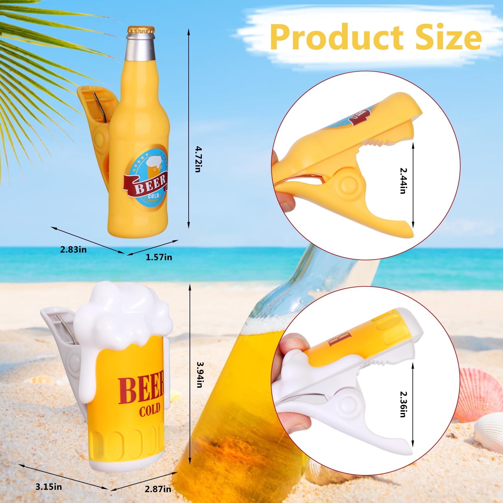 Strandtuch-Clips 4er Set – Bierkrug & Bierflaschen-Design, Winddicht, Für Strandkörbe, Liegestühle & Pool