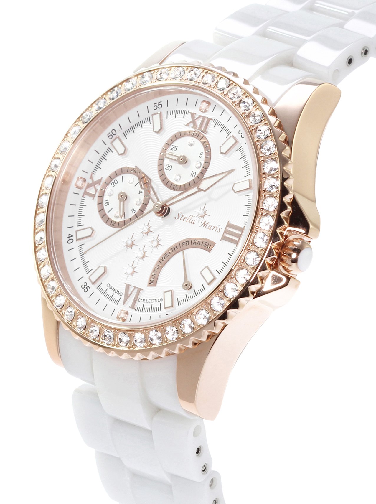Stella Maris Damen-Armbanduhr Analog Quarz Premium Keramik Diamanten - STM15N3