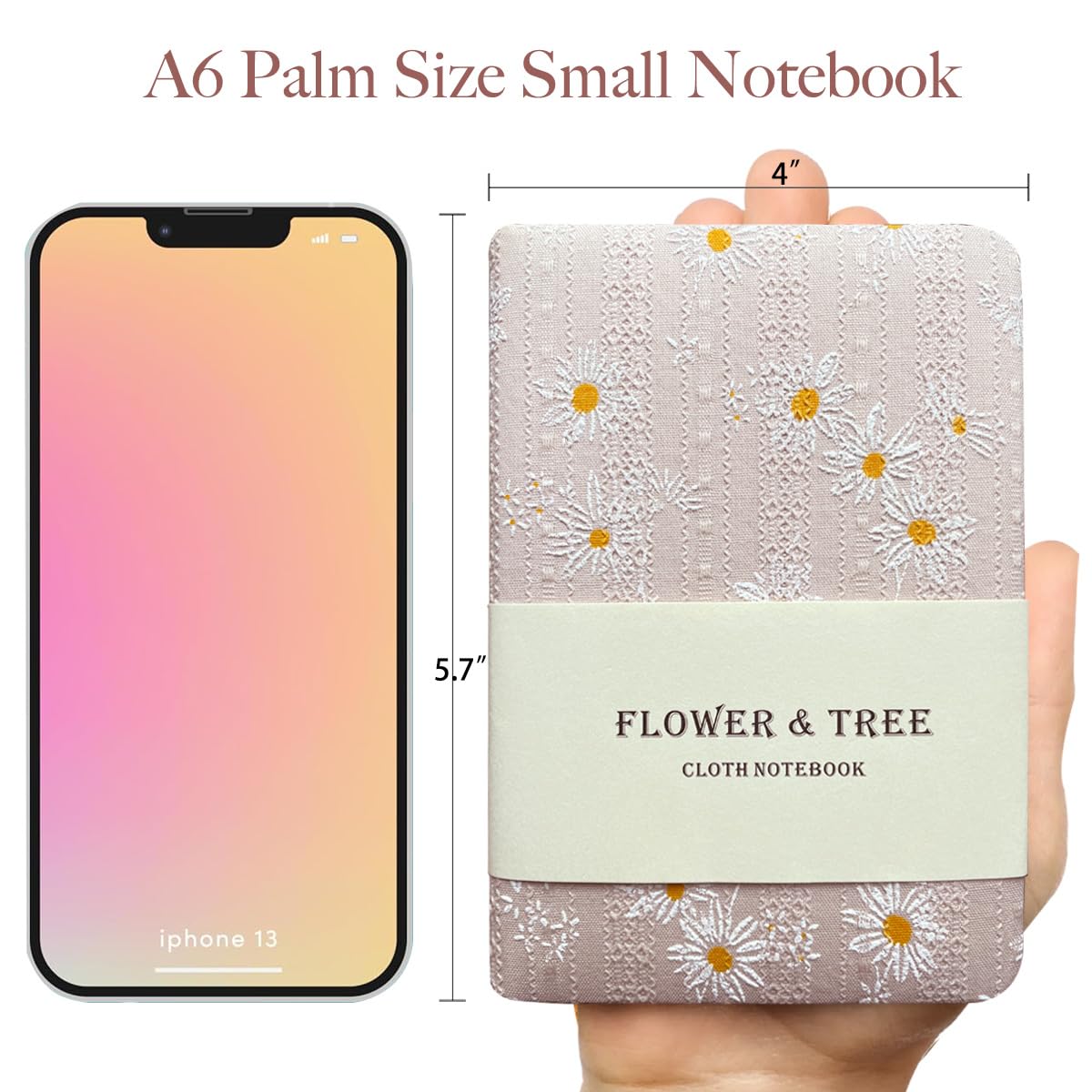 ipoul Fabric Pocket Notebook, Flower Cloth Hardcover Journal, A6, 264 Pages, 4x6 Small Notebook & Sketchbook - Image 3