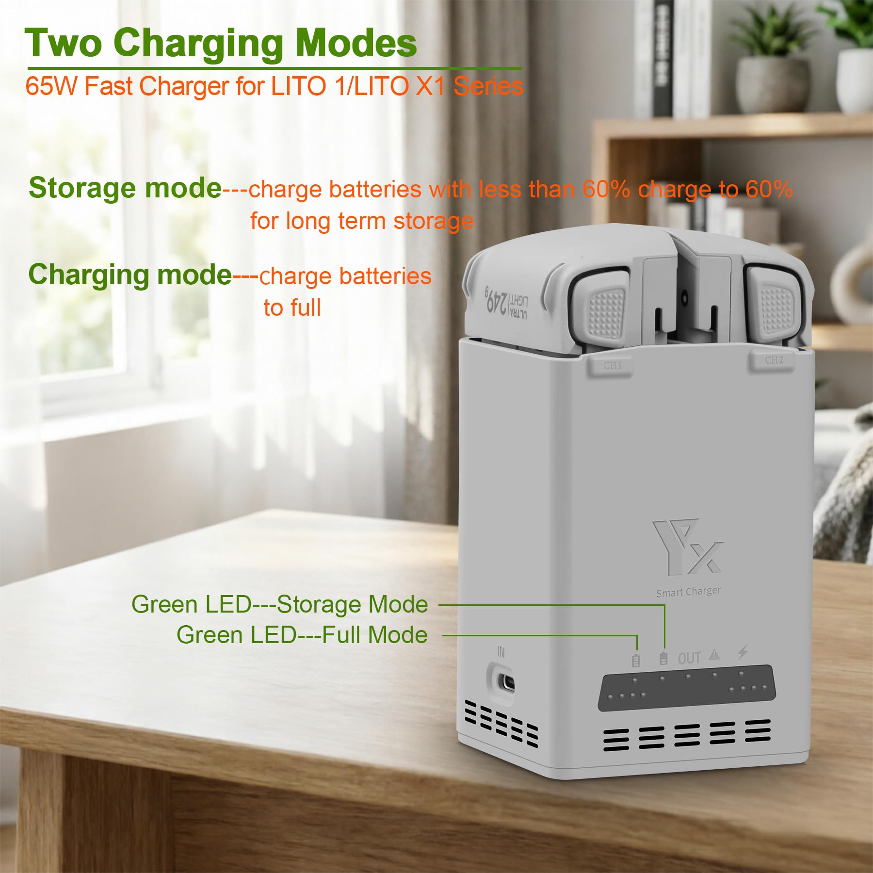 Hub de charge bidirectionnel pour drone DJI Lito X1/Lito 1, chargeur de batterie avec câble de charge USB-C, 2 ports de charge rapide pour Lito X1/Lito 1 Accessoires de batterie
