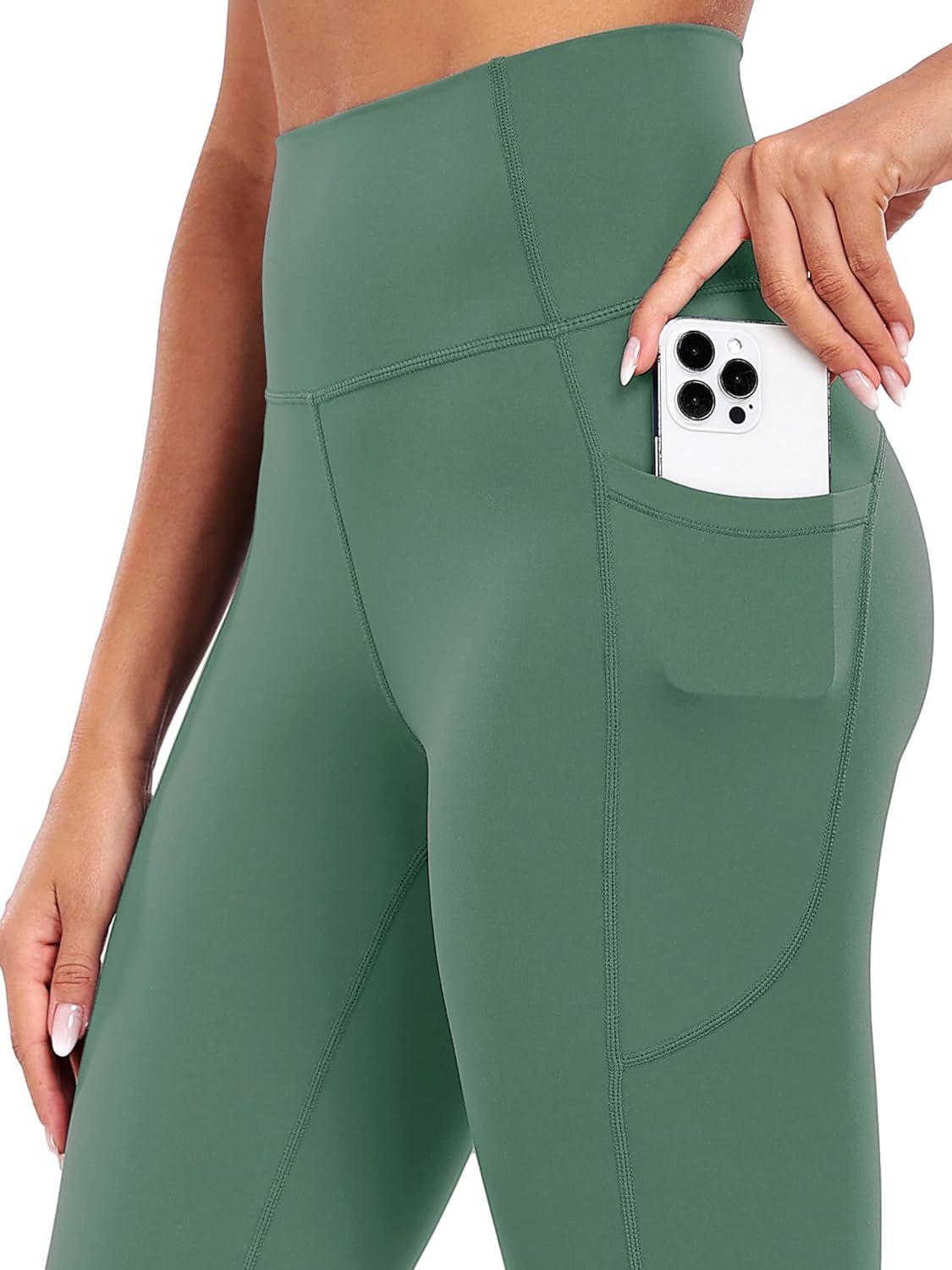 CADMUS High Waisted Workout Legging Capri for Women Athletic Yoga Pants with Two Side Pockets