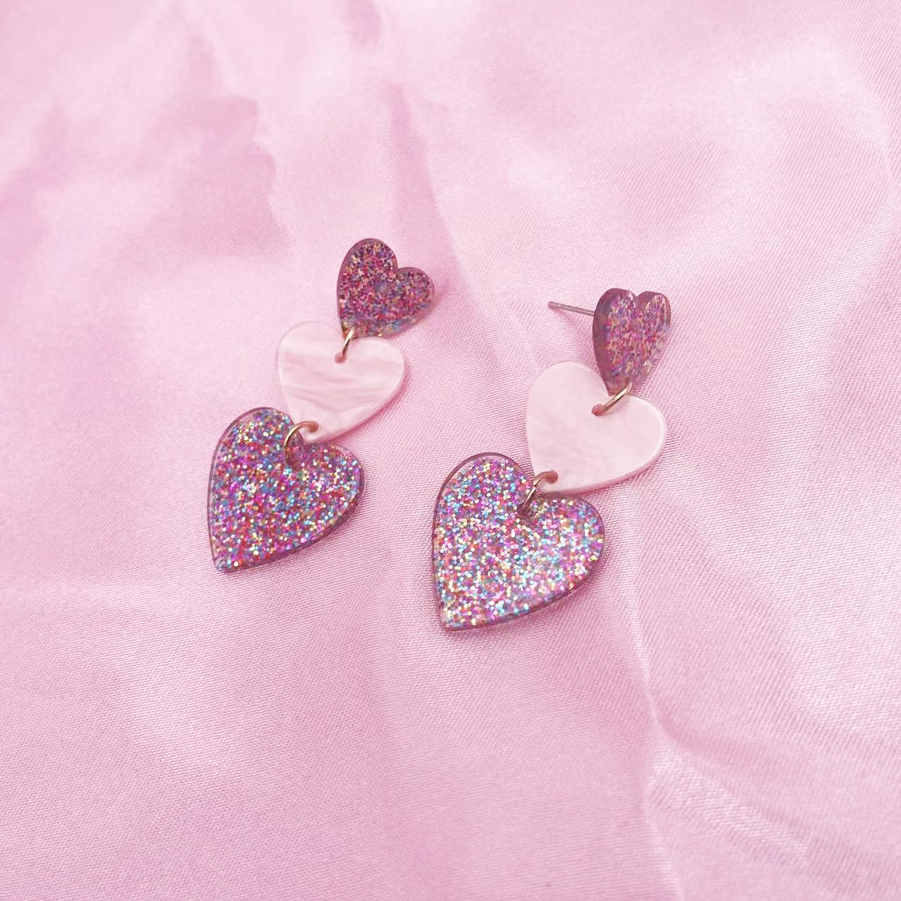 Heart Earrings for Women,Love Heart Dangle Earrings Red Pink Acrylic Lucite Arch Love Earrings for Her Mother's day Valentine's Day Women Jewelry - Image 6