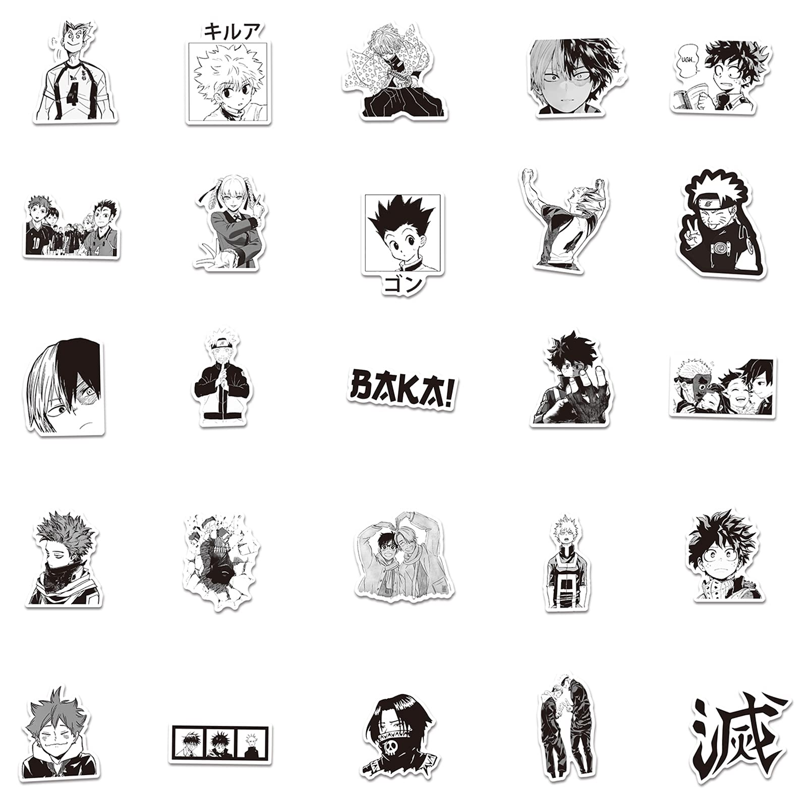 Buy LYNE Anime Stickers 102PCS Mixed Pack BlackWhite Sticker Ninja