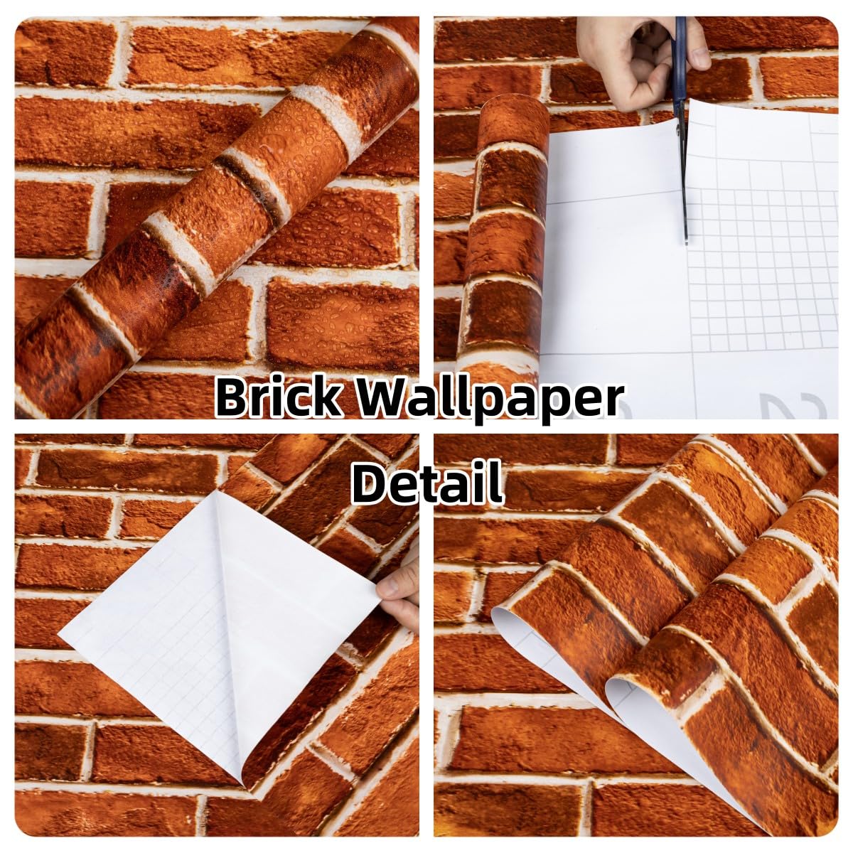 Snapklik.com : Red Brick Wallpaper Peel And Stick 17.7" X 118" Faux ...