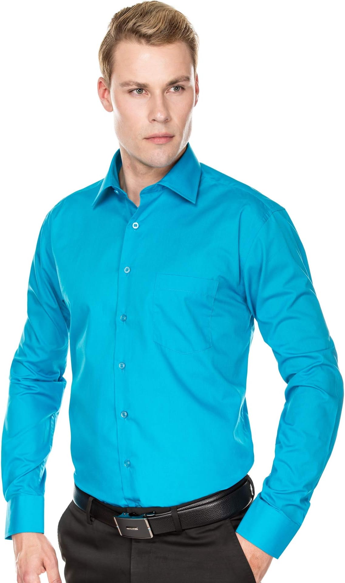 Luxton Cotton Poly Shirt Collection Regular Fit (Turquoise 610,XXX-Large/Neck:19-19 1/2, Sleeve:34/35)