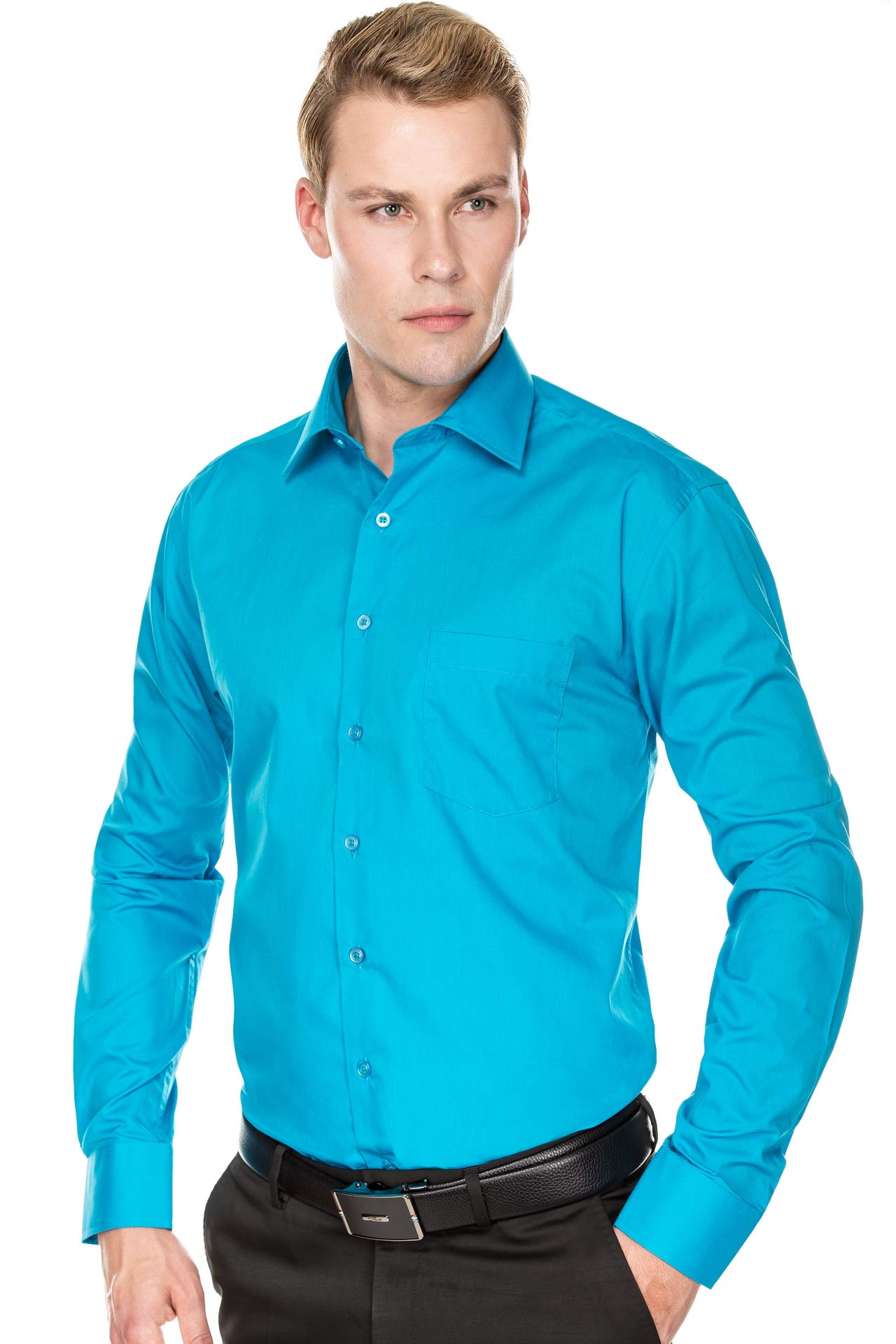 Luxton Cotton Poly Shirt Collection Regular Fit (Turquoise 610,XXX-Large/Neck:19-19 1/2, Sleeve:34/35)