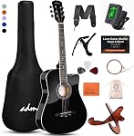 ADM 38" Inch Acoustic Guitar Bundle pour débutants adultes avec la leçon en ligne, Cutaway Wood Acustica Guitarra Set de départ avec sac à gig, Strap, Chaînes d'acier, Capo, Stand (Yellow, 38 De pouce)