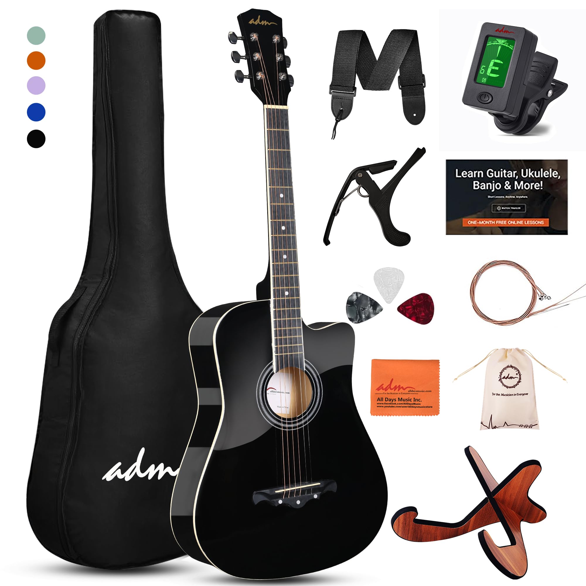 Amazon.com: ADM 38" Inch Acoustic Guitar Bundle for Beginners Adults ...