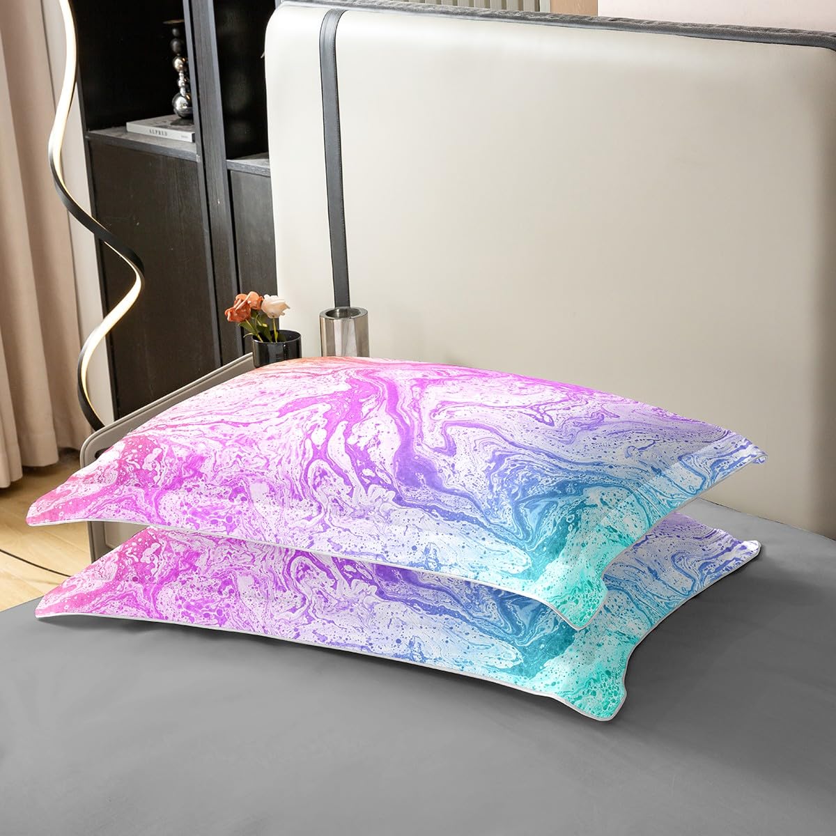 Homemissing Boho Tie Dye Parure de Lit 200x200cm Hippie Sets de Housse de Couette Tie Dyed Housse de Couette Psychedelic Décor de Chambre Orange Swirl 3 pièces avec 2 Taie d'oreiller