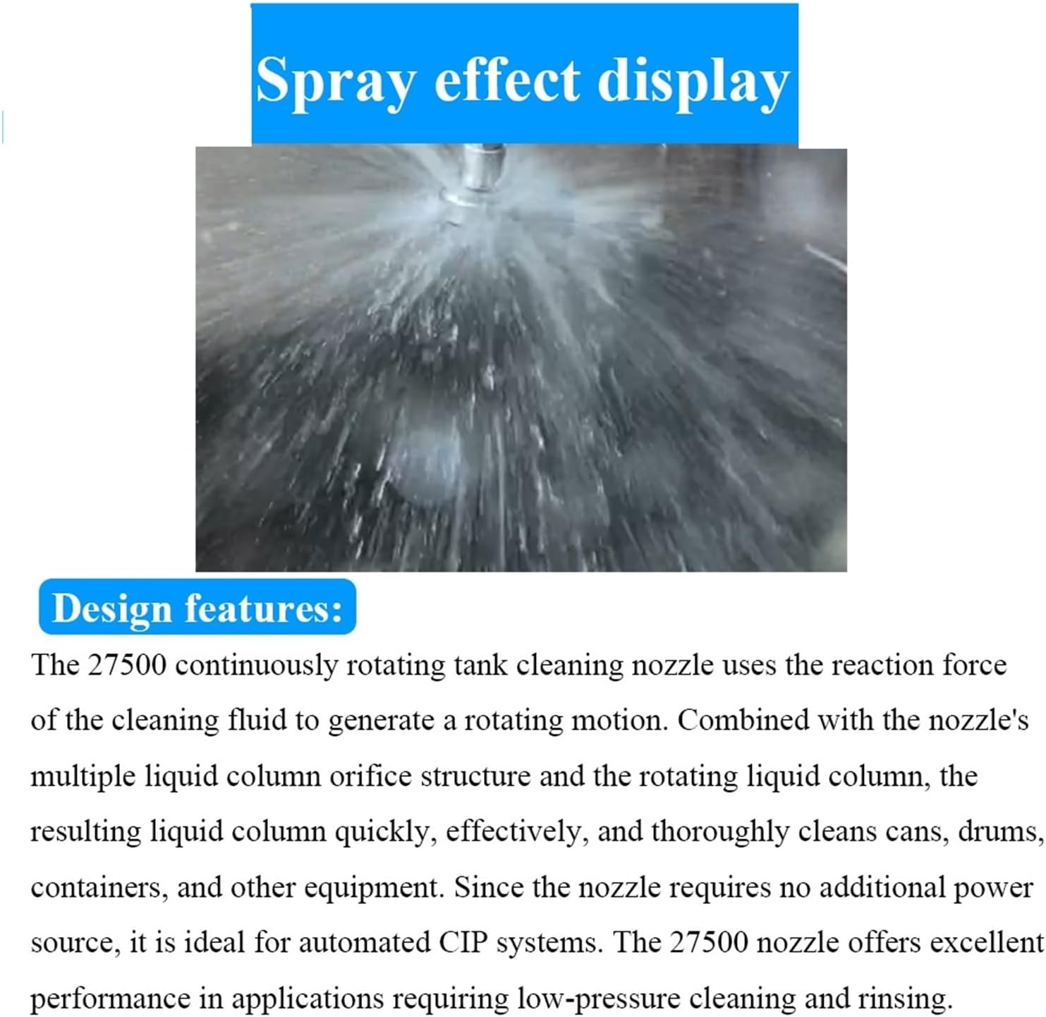 Rotating Cleaning Nozzle SS304 Automatic Rotary 360 Degree PTFE Spray CIP Ball Washing(SS-3I4 inch Female)