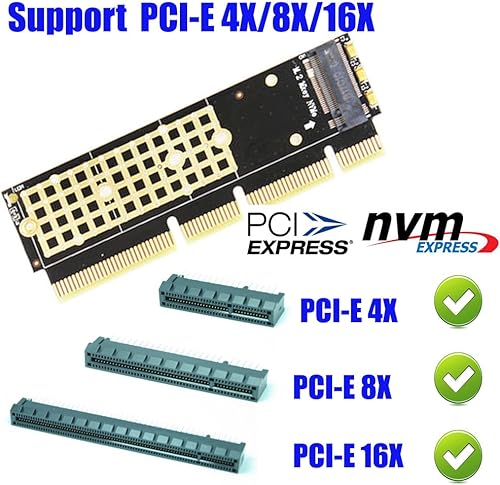 Miniatura 6 de HLT Adaptador M.2 NGFF NVMe SSD a PCIE 3.0 X16/X8/X4 para servidor 1U/2U y PC de bajo perfil