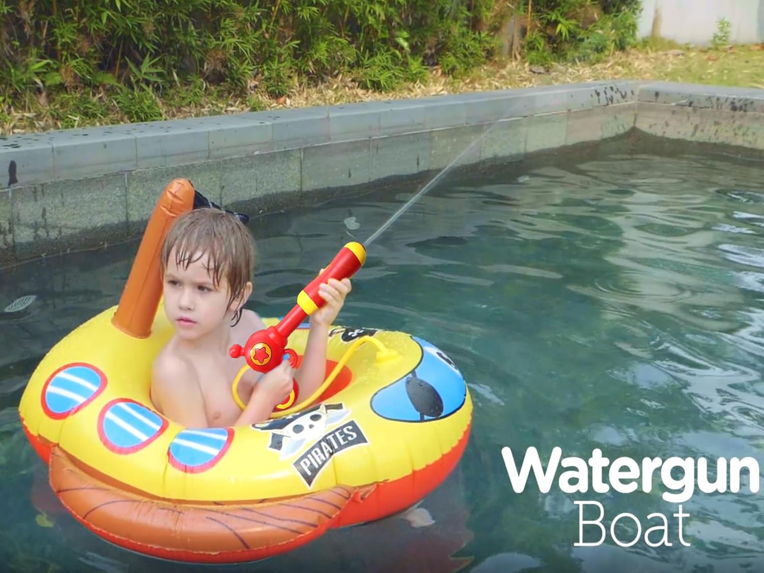 Pool Floats Kids with Water Gun, Pirate Ship Float for Toddler, Blow Up Swimming Pool Toys, Summer Fun Pool Inflatables Floaties for Boys Girls and Child, Outdoor Water Toys for Kids Ages 3-5 4-8