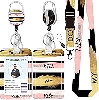 Vista 27 de Cordón para credencial y soporte para tarjetas de identificación, carretes retráctiles con clip para cinturón de carrete de mosquetón, cordón