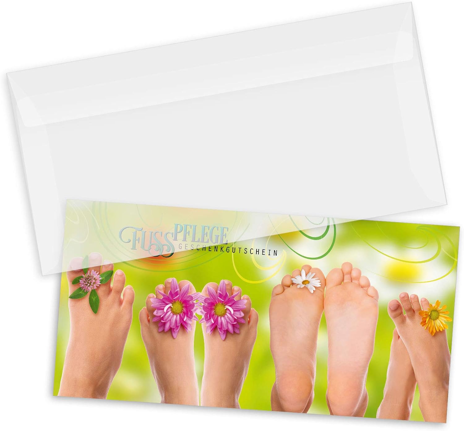 Voucher Set 25 x Vouchers + Envelopes for Foot Care Practice Foot Care Blank to Fill Yourself