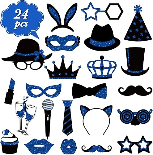 Miniatura 9 de 24 piezas de accesorios para cabina de fotos para cumpleaños, bodas, graduación, Año Nuevo, suministros de fiesta, mezcla de sombreros, lápiz