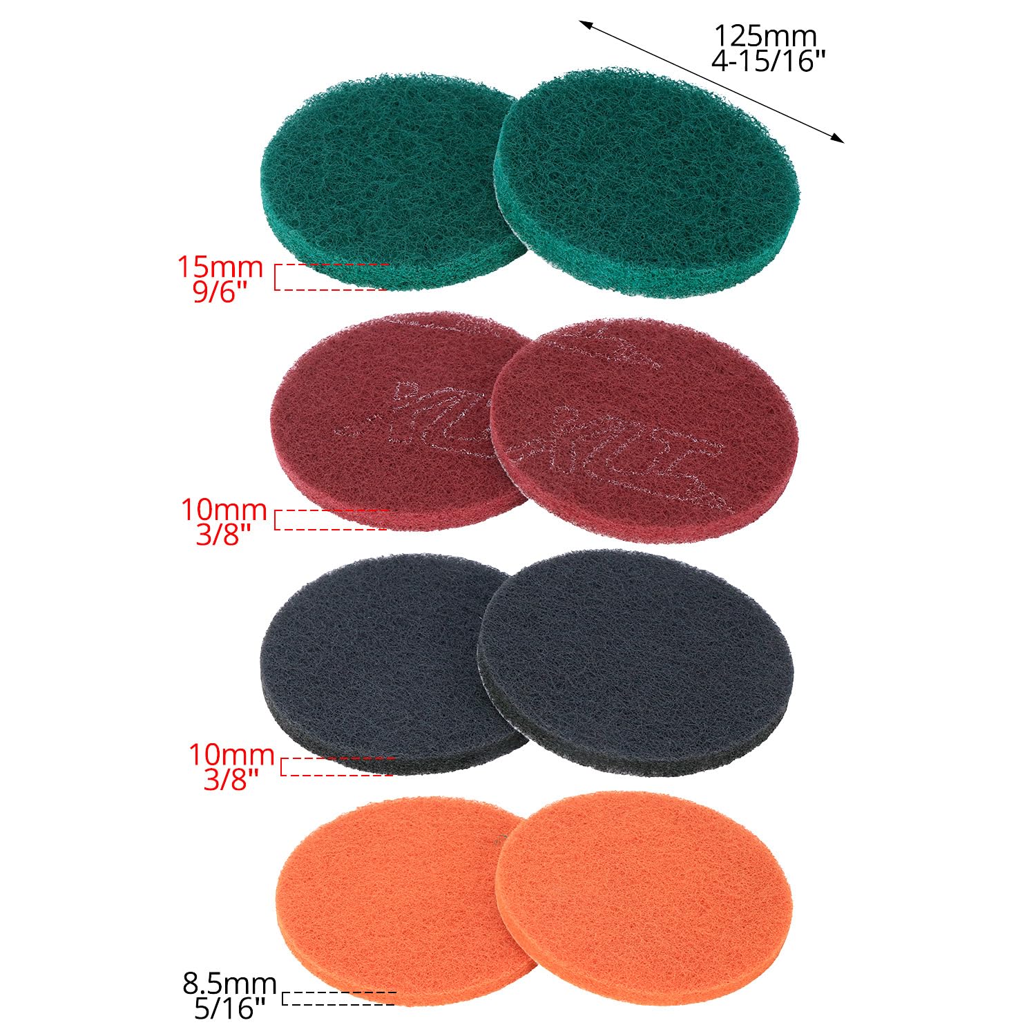 QWORK® 8 sztuk ściereczki do polerowania 125 mm, ziarnistość P80-P150-P250-P600, odporne na wodę i olej, do szlifierek okrągłych i mimośrodowych