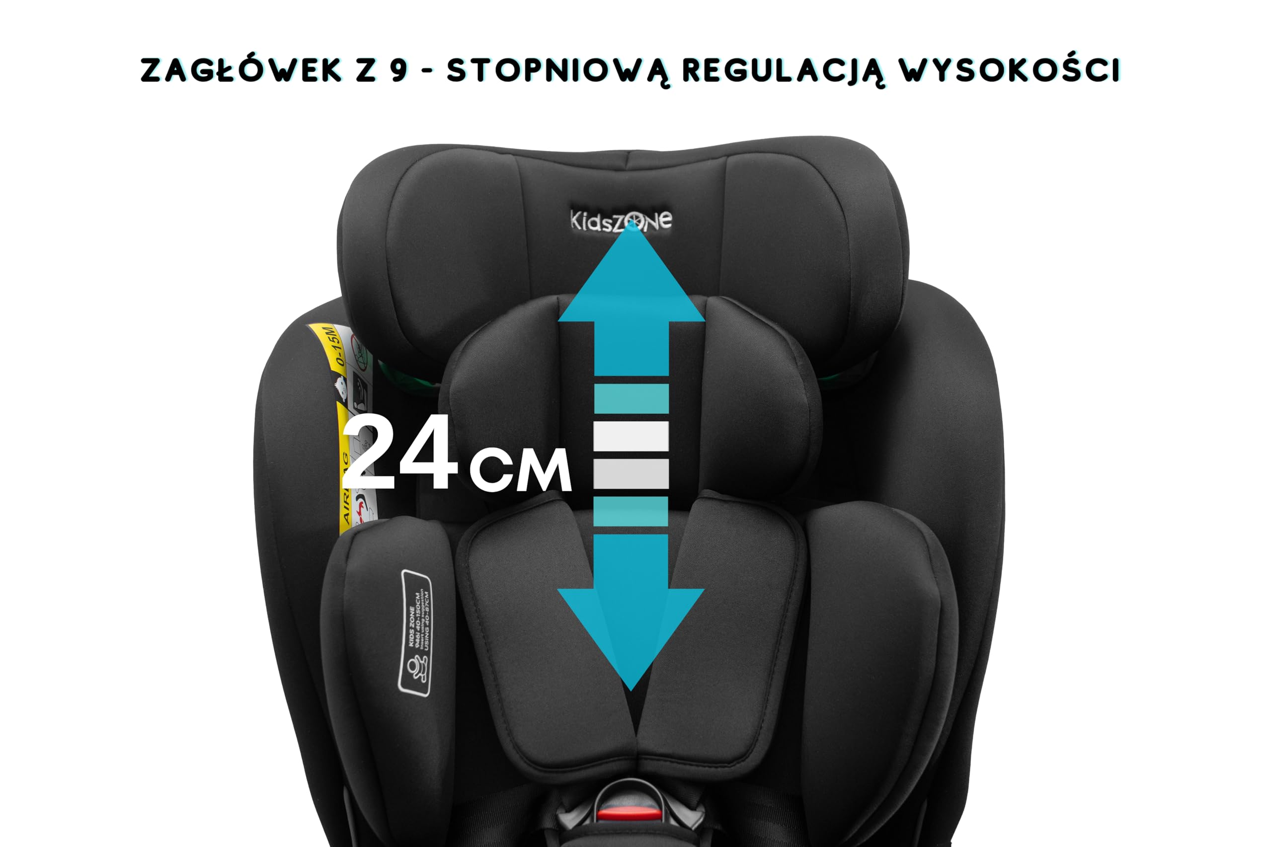 KidsZone Fotelik dziecięcy 9-36 kg, i-Size 40-150 cm – fotelik samochodowy z ISOFIX, obracany o 360°, RWF i FWF, 5-punktowe pasy, regulacja wysokości, pianka Memory Foam – fotelik samochodowy dla