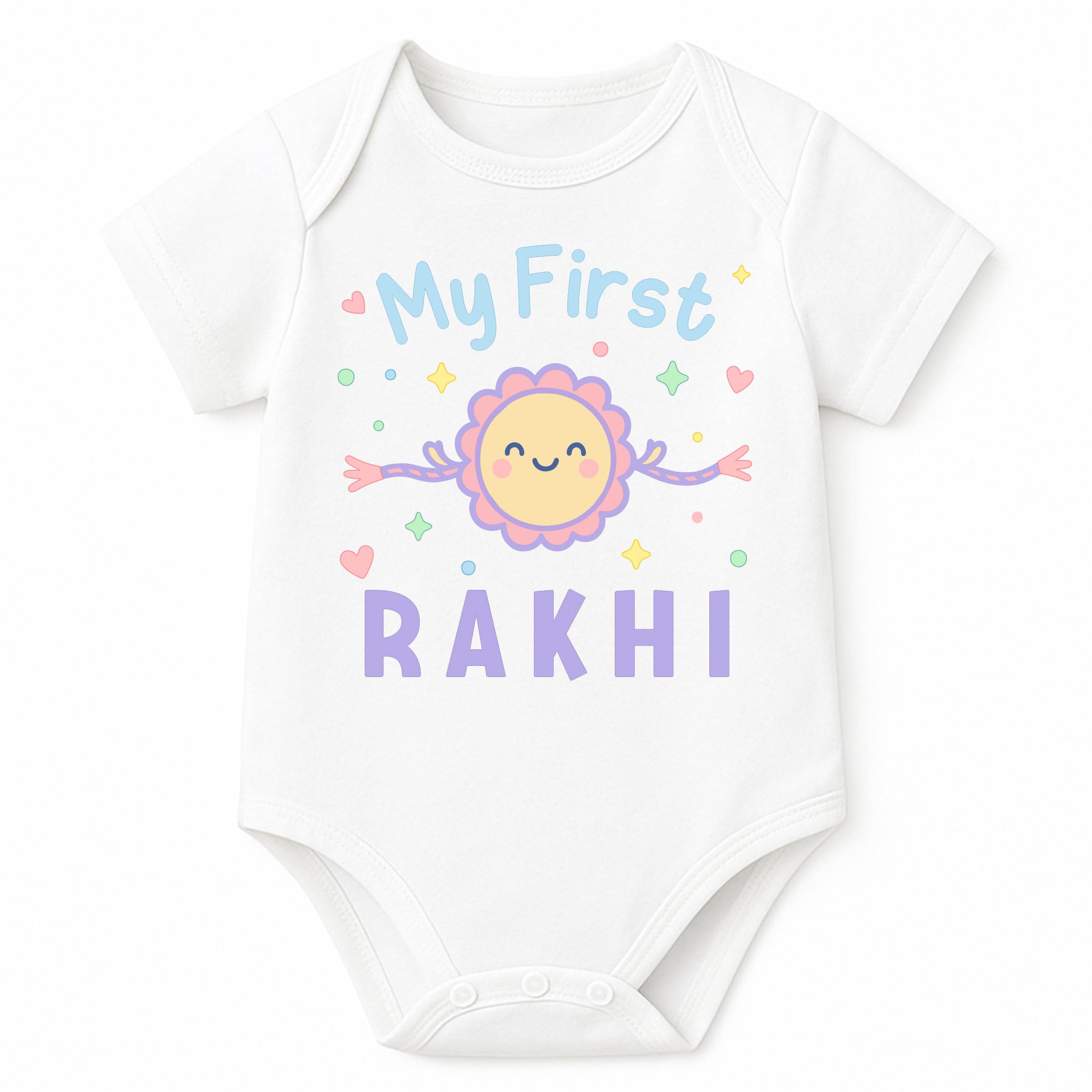 lillypupp My First Rakhi Baby Romper for Girls/Boys | Cotton Bodysuit with 'My First Rakhi' Quote | Raksha Bandhan Festive Outfit for Newborns & Infants-picture-43