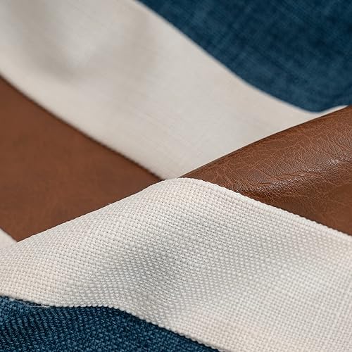 Miniatura 3 de Yangest Funda de almohada lumbar de lino con retazos azules, funda de cojín oblonga de piel sintética para sofá, dormitorio, sala de estar,