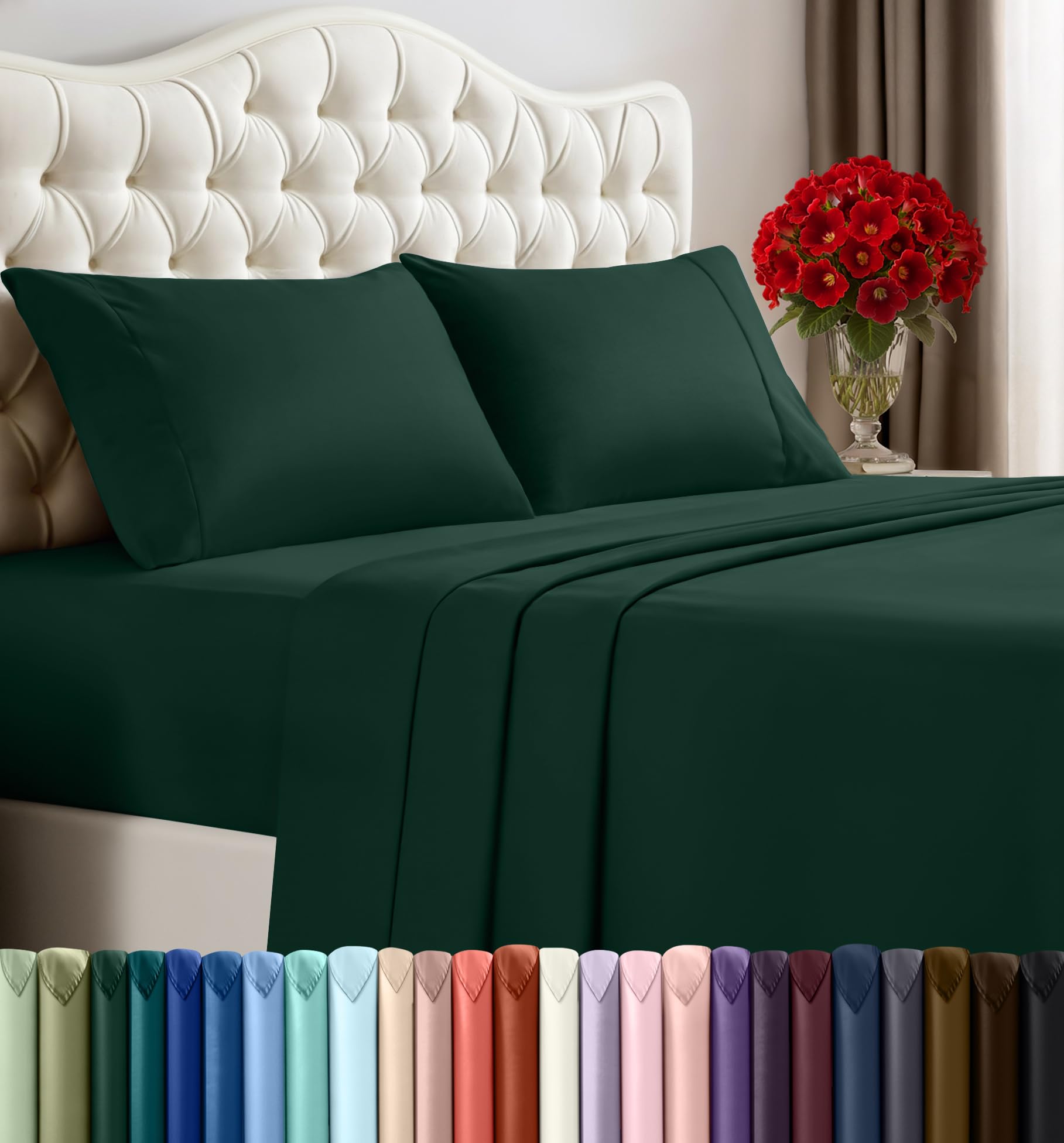 Utopia Bedding Queen Size Sheet Set – 4 Piece Bed Sheets, Soft and Breathable Microfiber, Includes 1 Fitted Sheet, 1 Flat Sheet and 2 Pillowcases – Oeko-Tex - (Emerald Green)