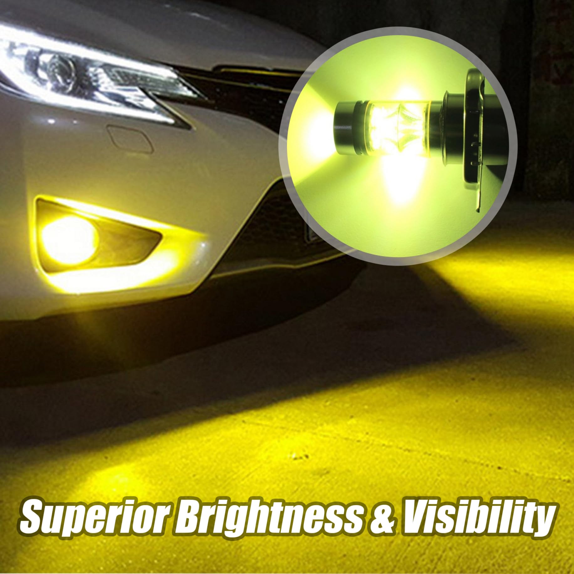 Ampoules antibrouillard LED, 2 pièces antibrouillard jaunes, ampoules LED H4 12V 100W haute luminosité, accessoires de voiture en alliage d'aluminium, ampoule H11
