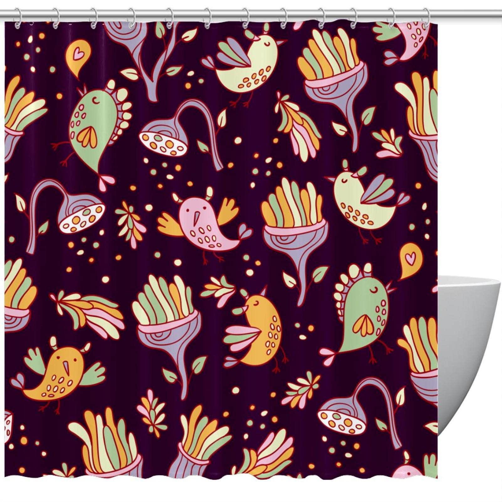 Rideau de douche imperméable au design abstrait chic 183 x 183 cm avec anneaux