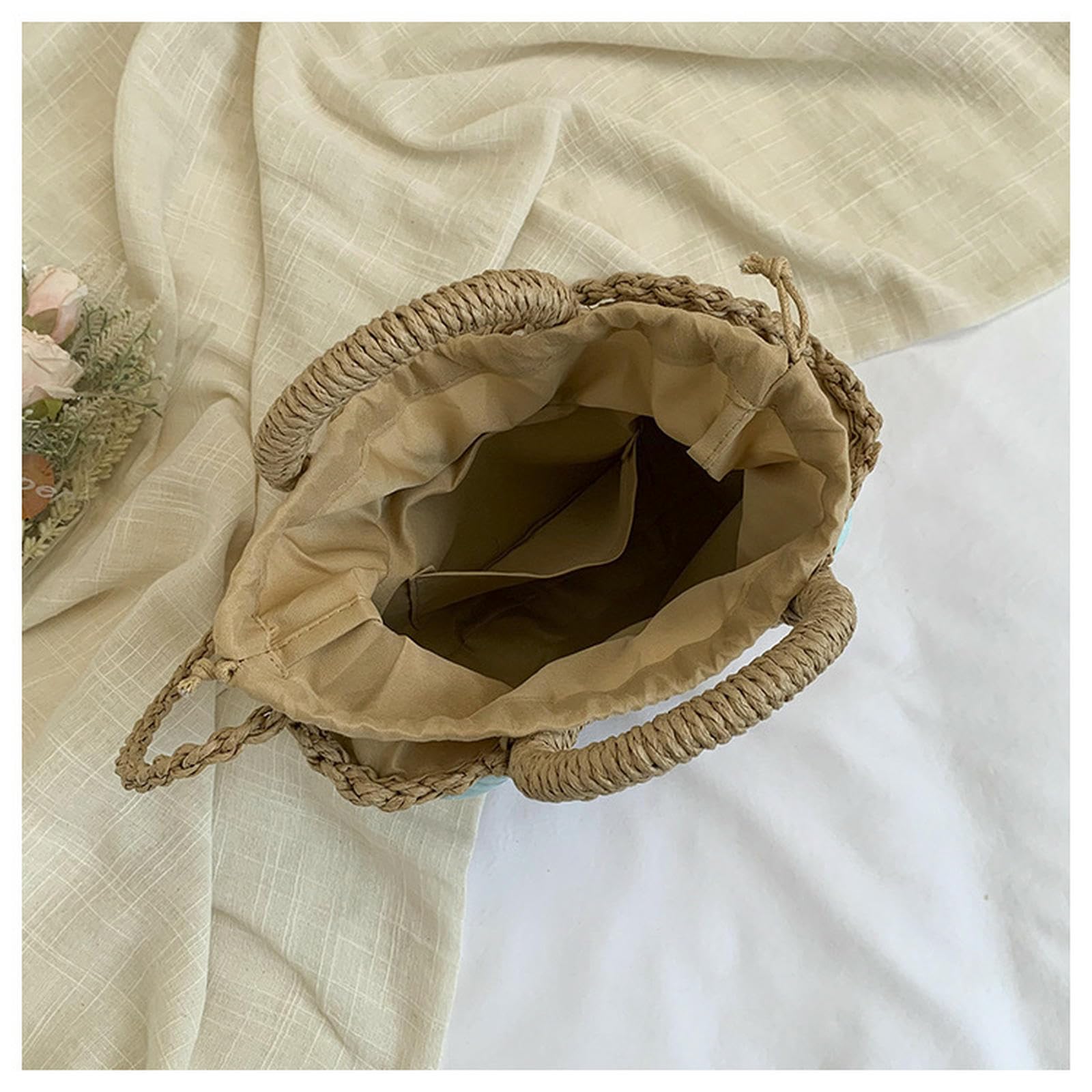 Damen Handtasche Taschen, Modische Tragbare Strohtaschen, Gewebte Damentaschen Für Den Urlaub Am Strand, Trendige One-Shoulder-Crossbody-handtaschen-Khaki