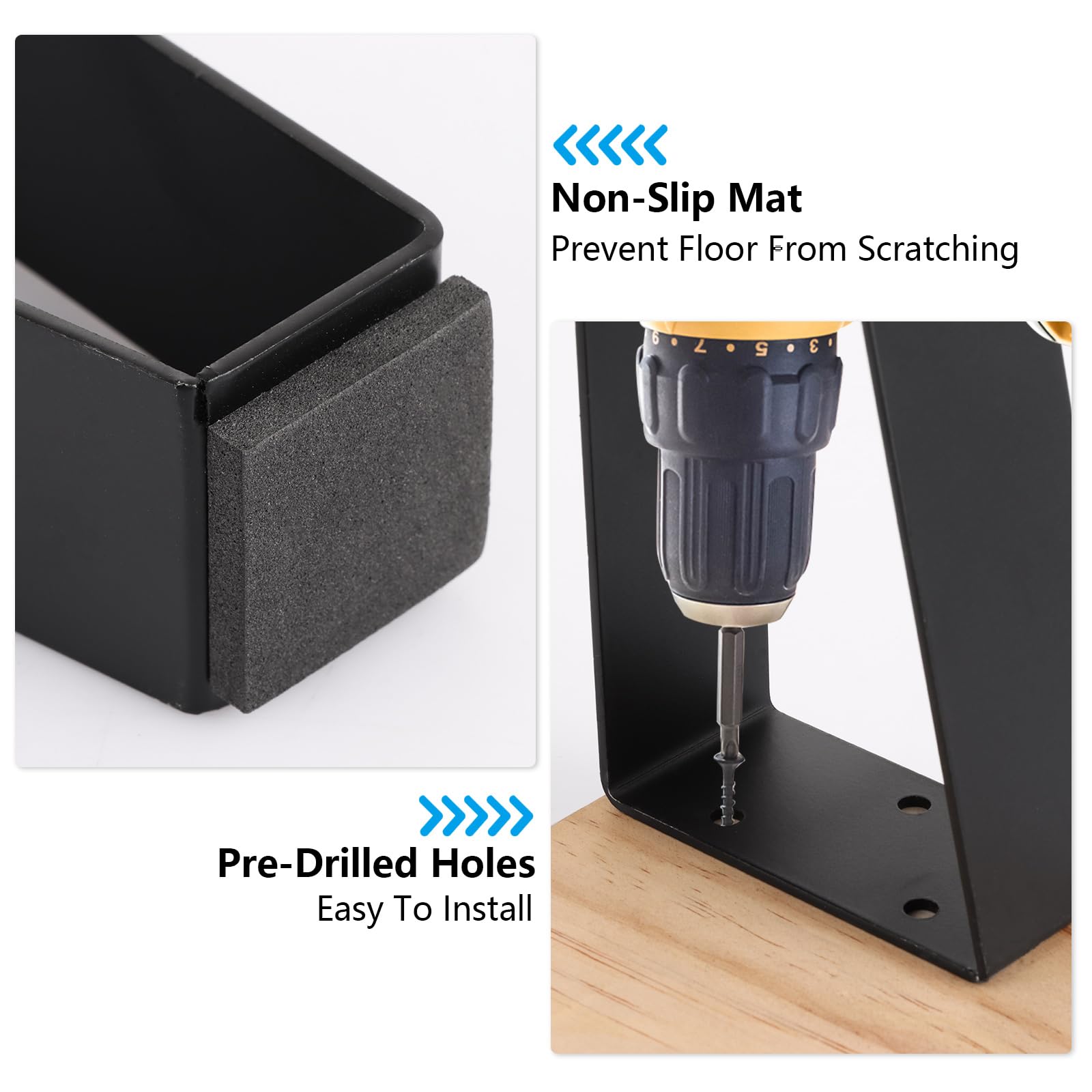 LDXDRU 4 Pack 8 Inch / 20cm Trapezoid Metal Furniture Legs, Black Coffee Table Legs with Non-Slip Pads - Image 3